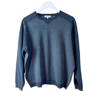 Peter Millar Crown Sport Mens Sweater Large Grey Crewneck Striped Silk Blend